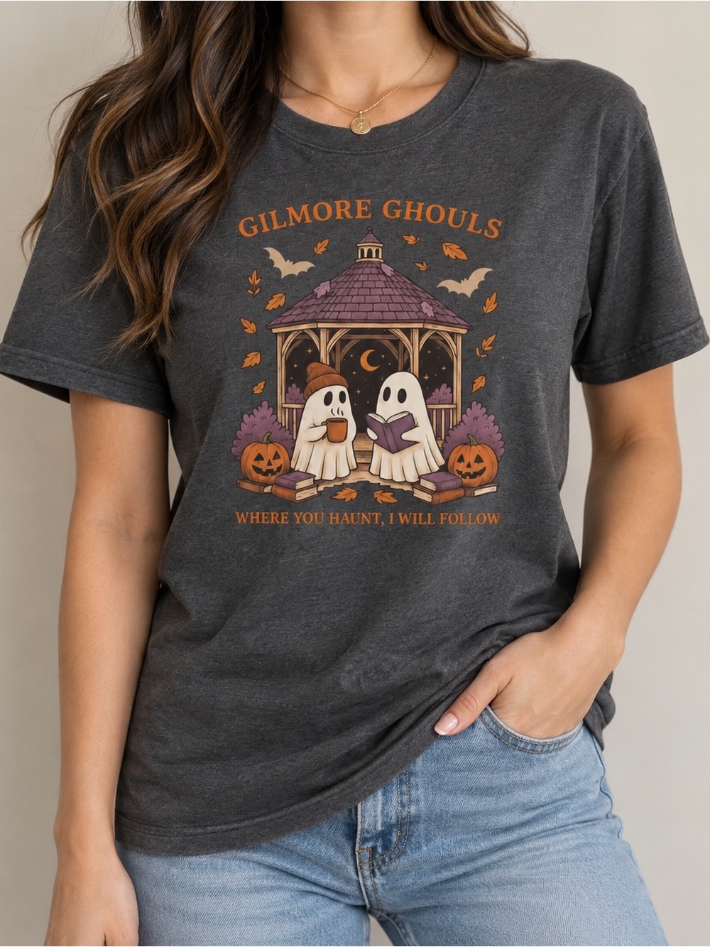 Gilmore Ghouls Stars Hollow Spooky Season Fall Aesthetic Statement Graphic Tee